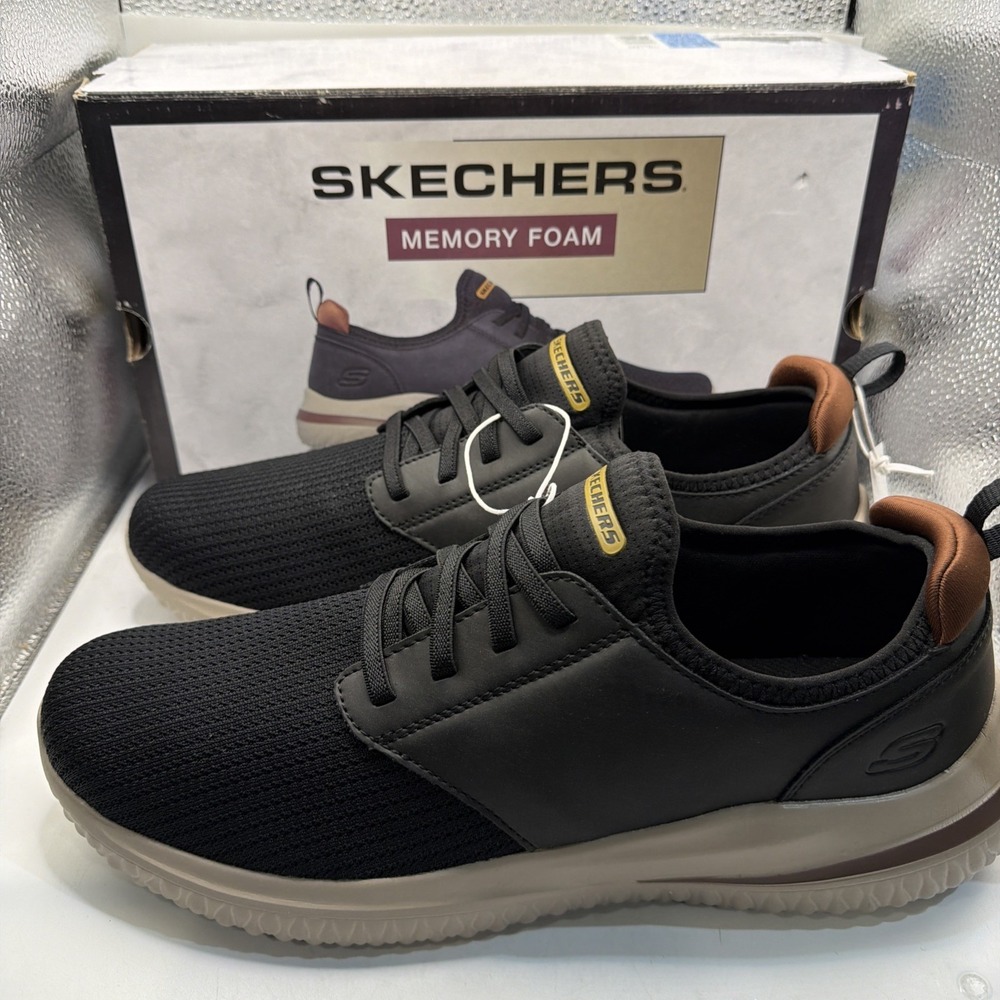 Skechers Men's Delson 2.0 Weslo Knitted Slip on Sneakers Black Size 13 New